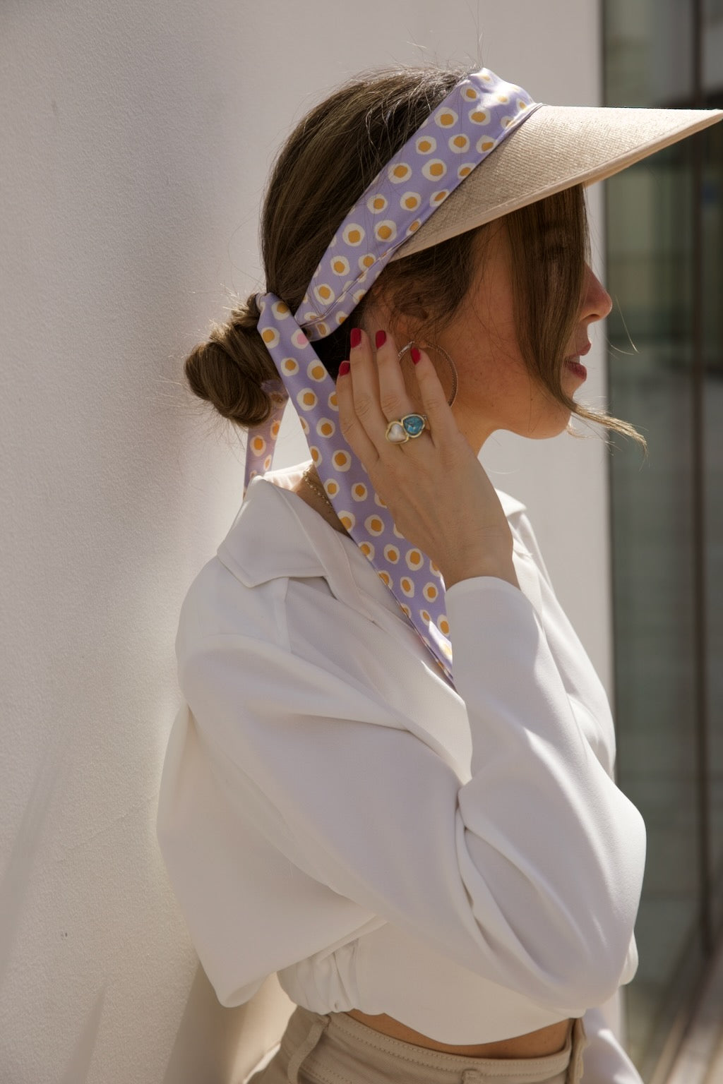 Raffia visor with twilly Rainbow capsule – MARZOLINE MILANO